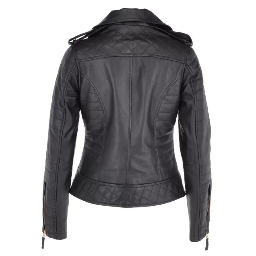 Women’s Black Leather Biker Jacket