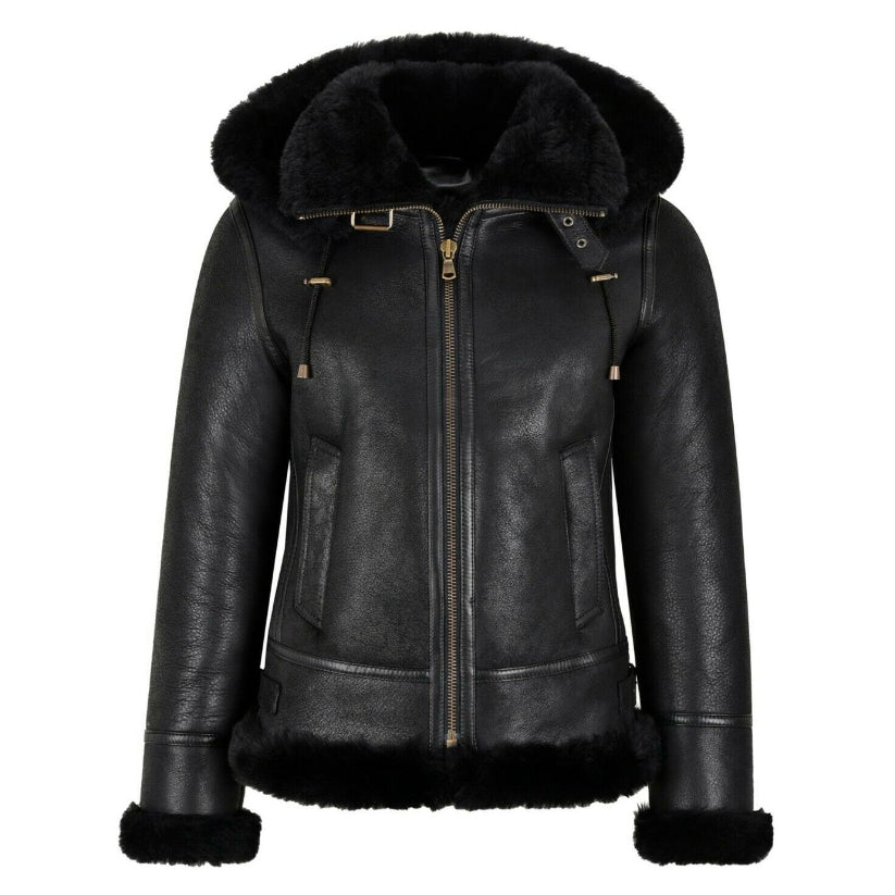 Women's Bomber Aviator Style Leather Jacket