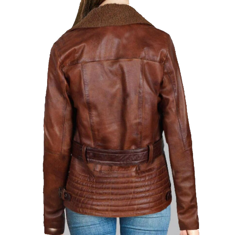 Women's Brown Genuine Lambskin Leather Jacket