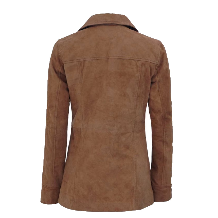 Women's Brown Suede Leather Blazer