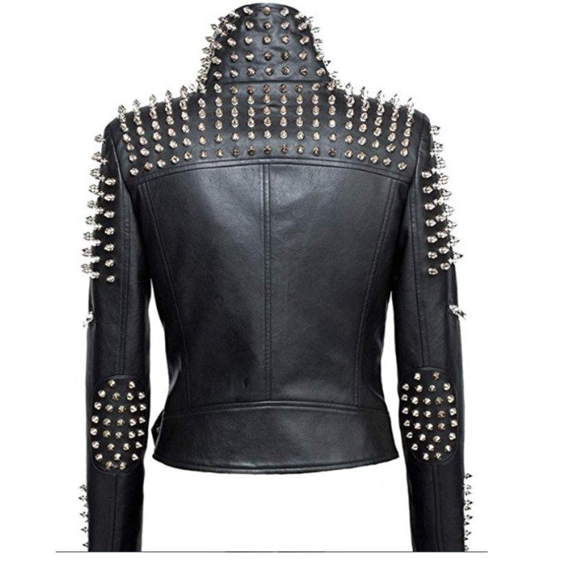 Women's Genuine Leather Studded Jacket