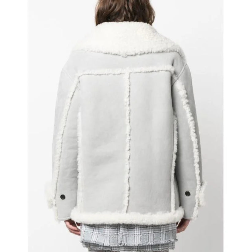 Women's Gray Double-breasted Shearling coat