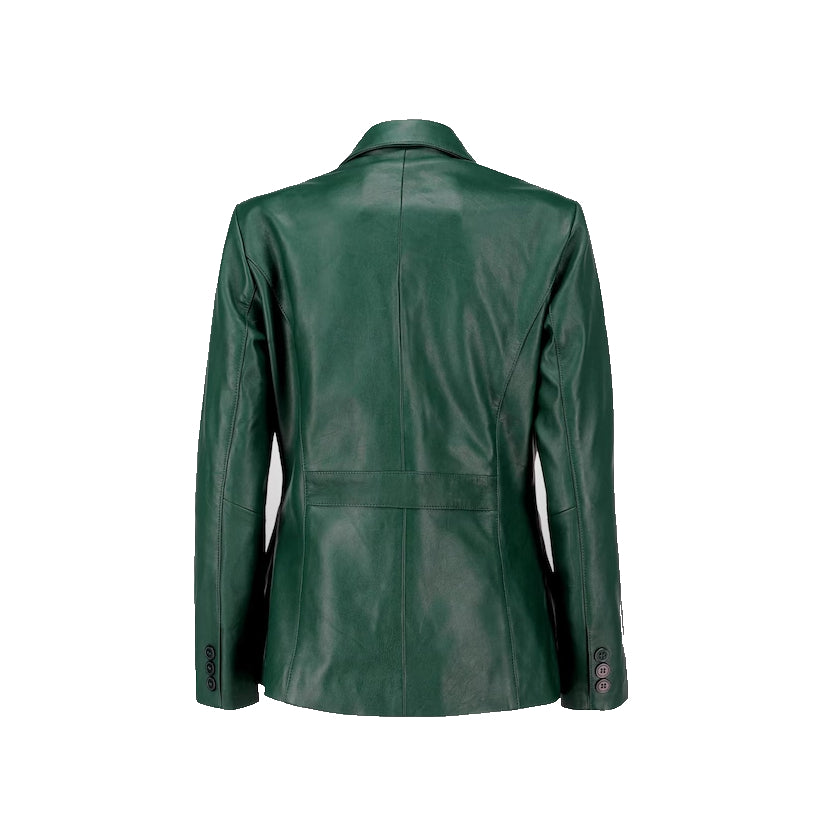 Women's Green Genuine Leather Blazer
