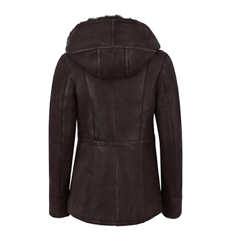 Women's Hooded Fur Shearling Long Jacket