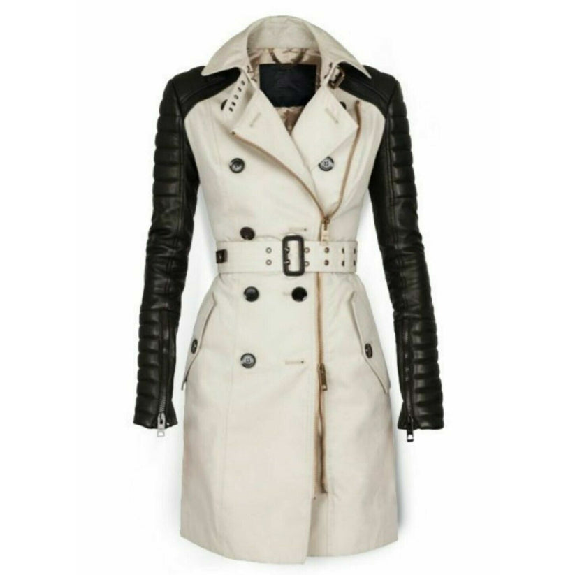 Women's Leather Trench Coat Genuine Lambskin