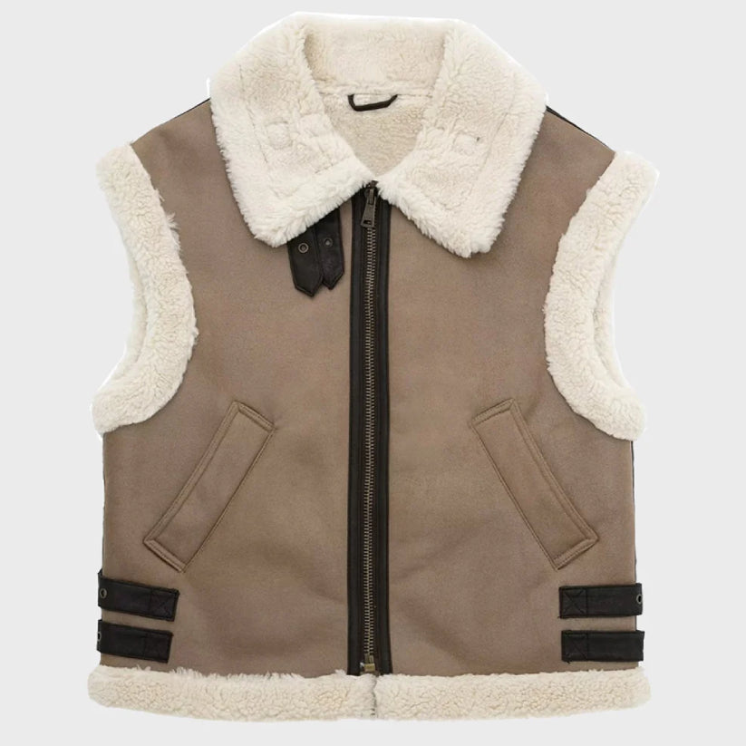 Women's Loose Shearling Front Zipper Vest