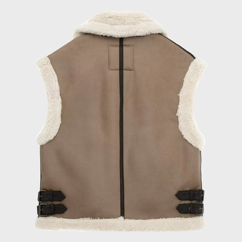 Women's Loose Shearling Front Zipper Vest