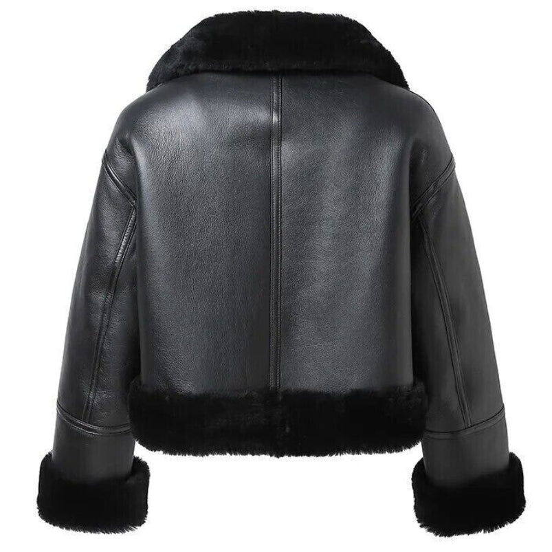 Women's Raf B3 Bomber Black Aviator Pilot Flying Real Leather Shearling Jacket