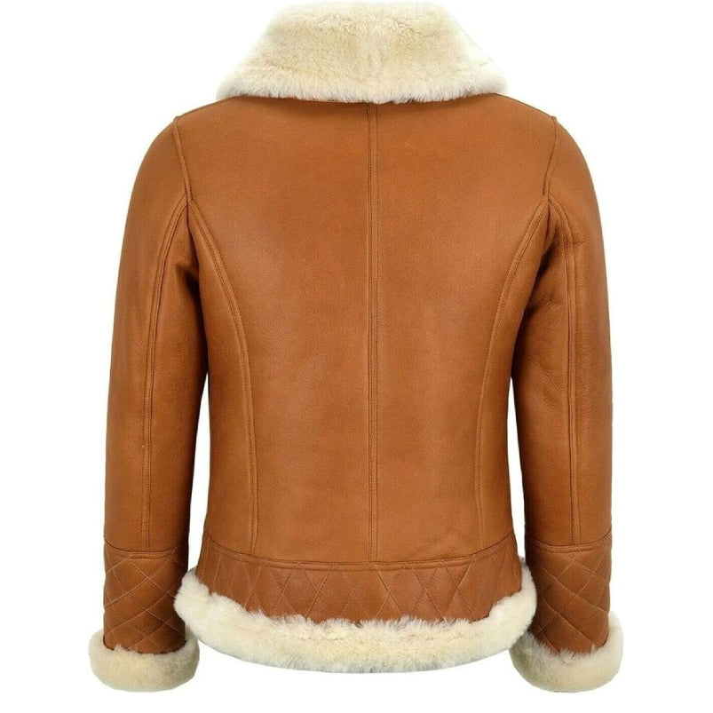 Women's Real Fur Brown Leather Shearling Jacket