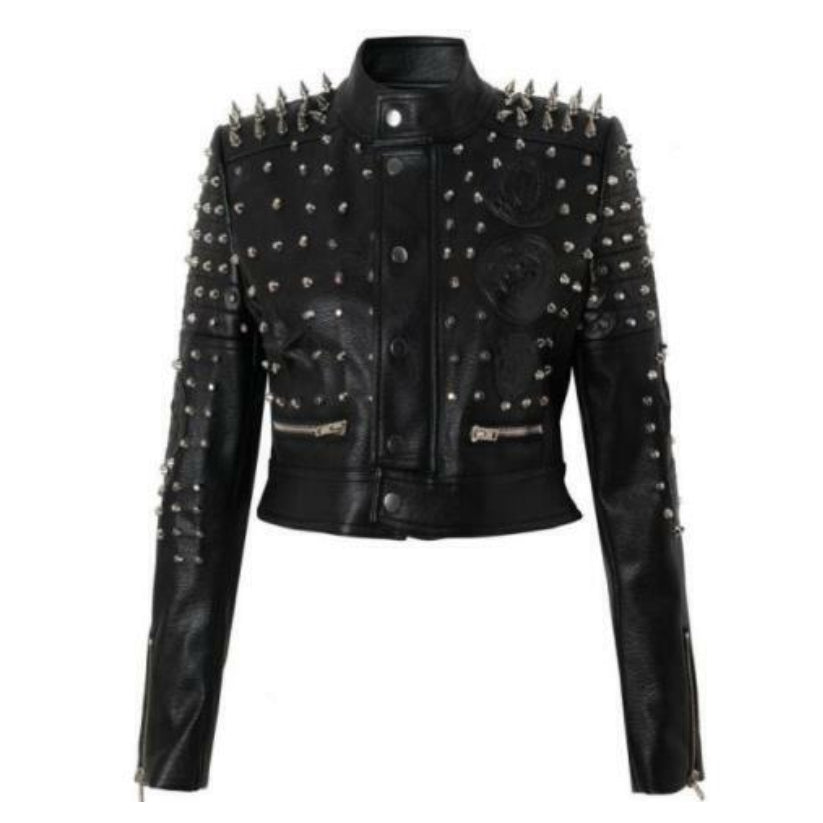 Women's Studs Biker Leather Jacket