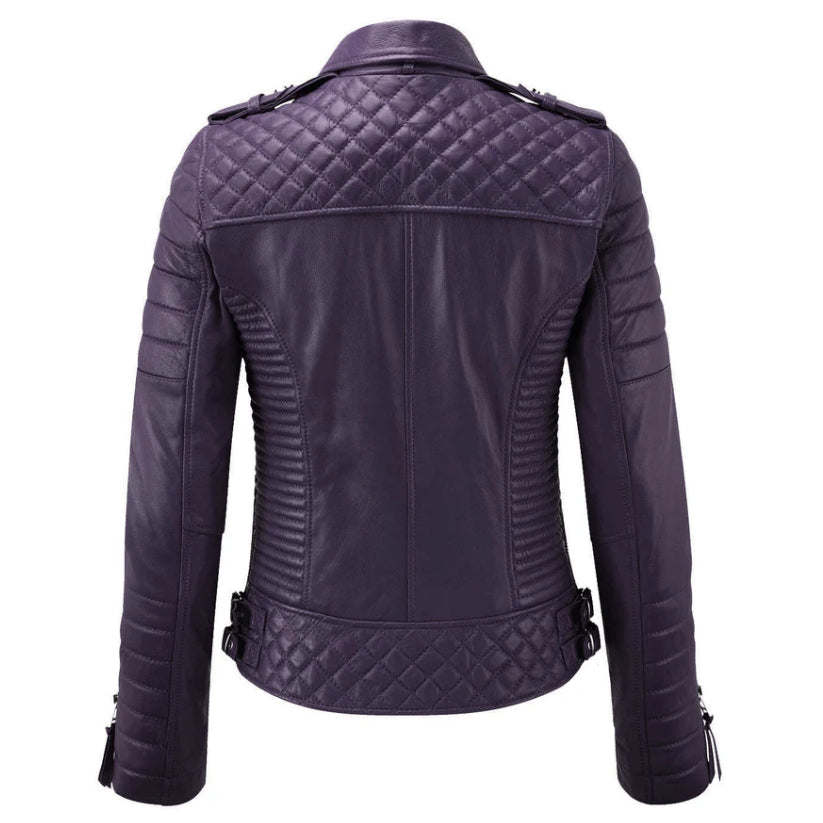Women's Stylish Motorcycle Biker Genuine Lambskin Leather Jacket