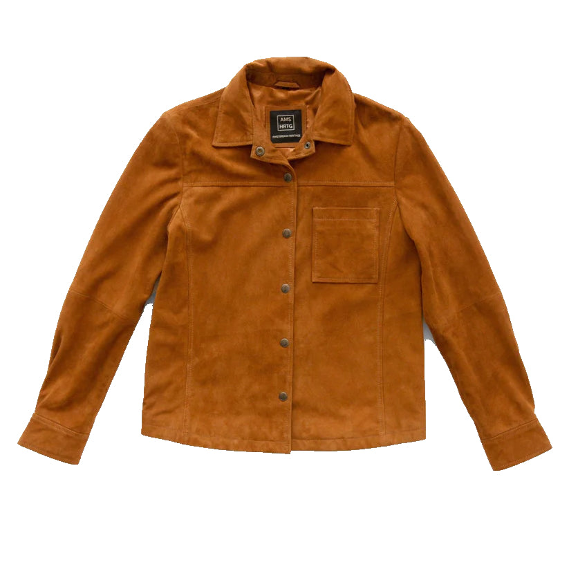 Women's Suede Leather Shirt Jacket