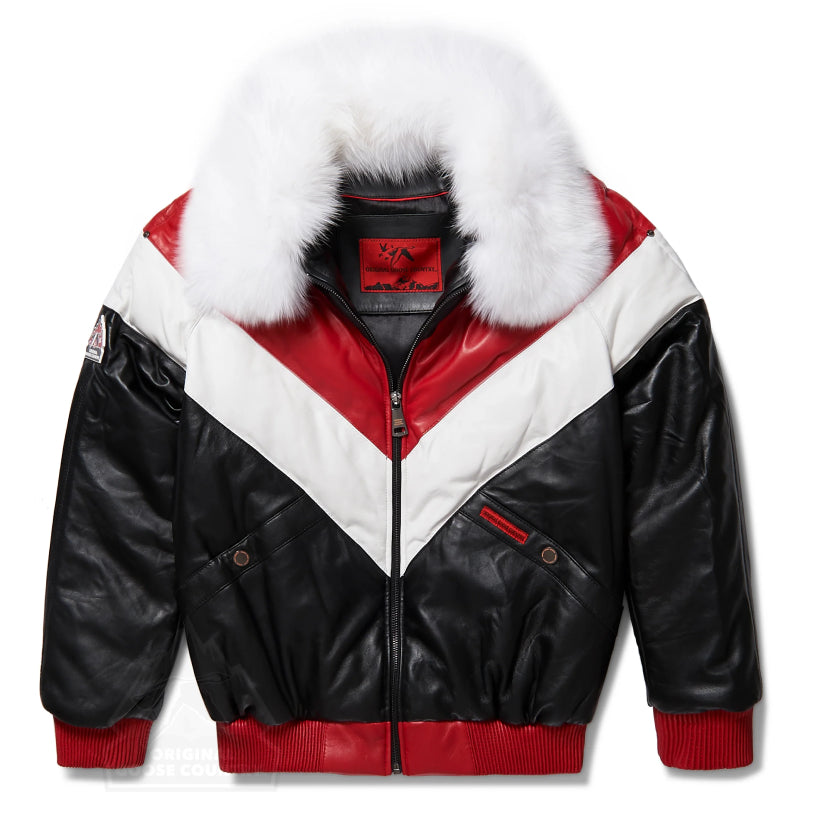 Women's V-Bomber in Black red white