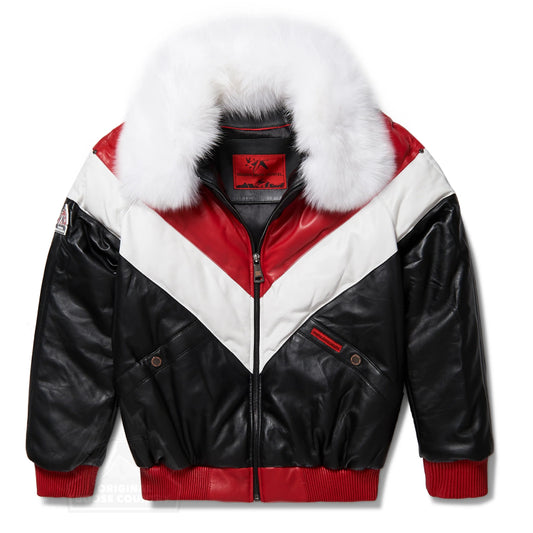 Women's V-Bomber in Black red white