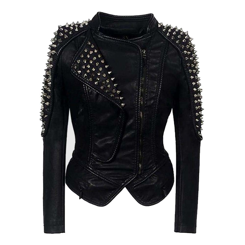 Womens Black Studded Leather Jacket