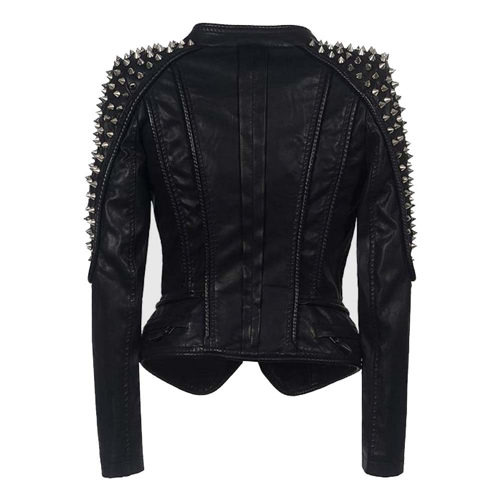 Womens Black Studded Leather Jacket