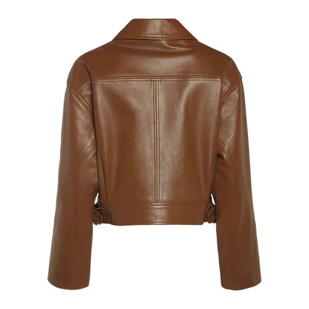 Womens Fashion Leather Jacket in Brown