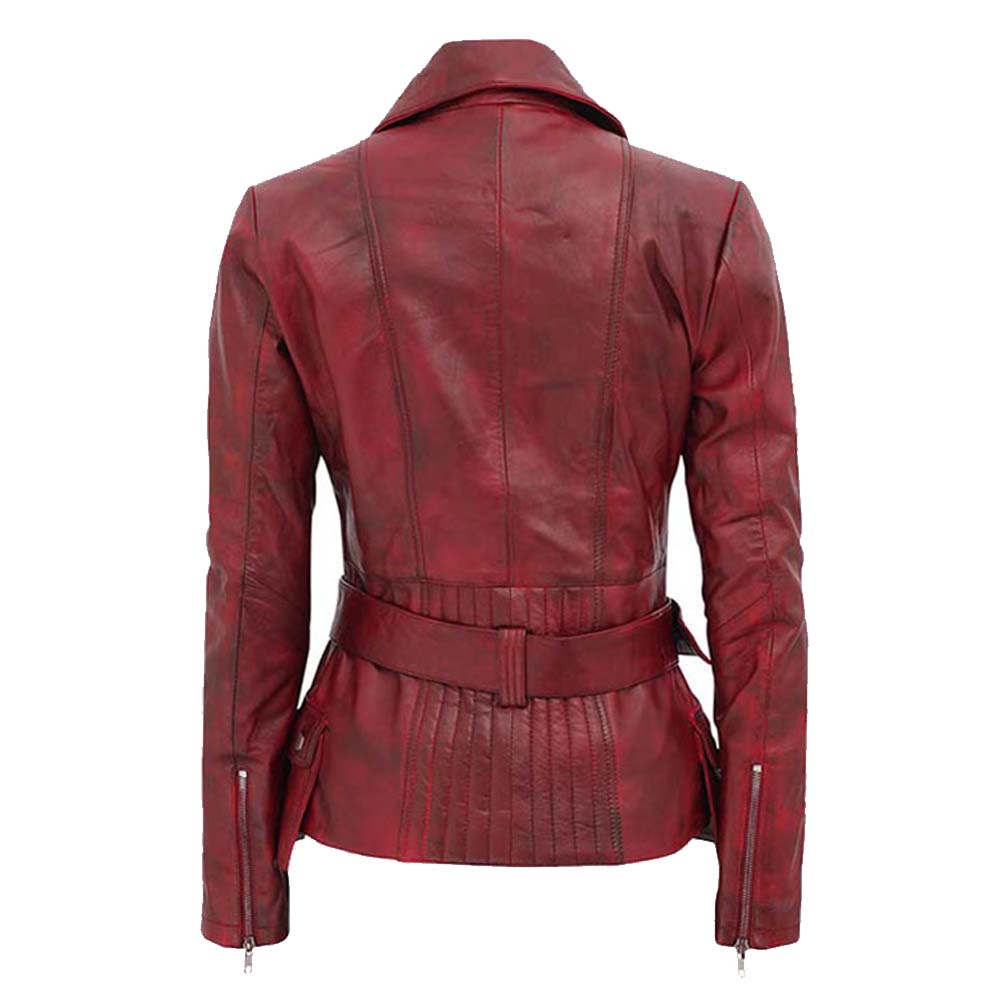 Womens Genuine Burgundy Celebrity Leather Jacket