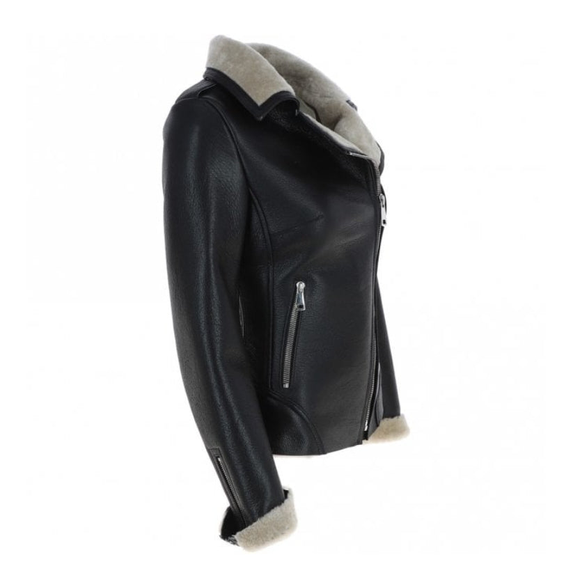 Womens Luxury Shearling Jacket Black