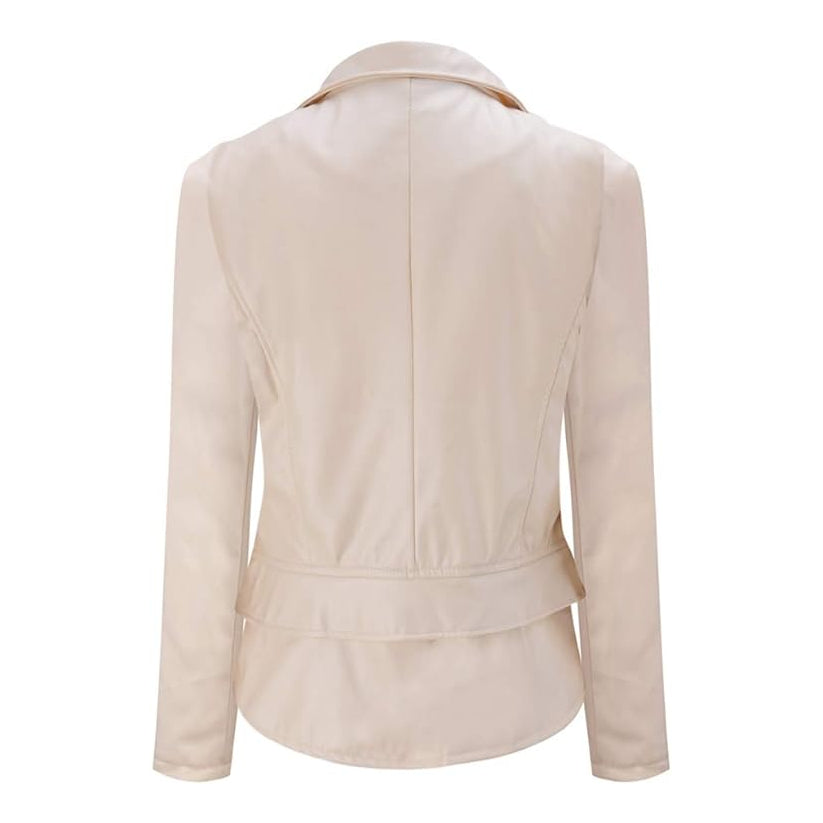 Womens Pink Leather Classic Biker Jacket