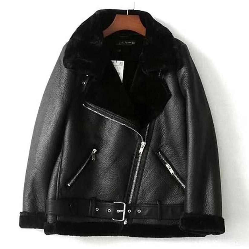 jacket Winter Sheepskin Coats Women Coat Fur Lining Aviator Jacket