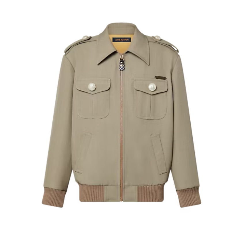 women Pearly Button Aviator Jacket