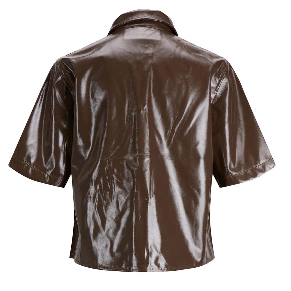 Brown Genuine Leather Shirt For Women