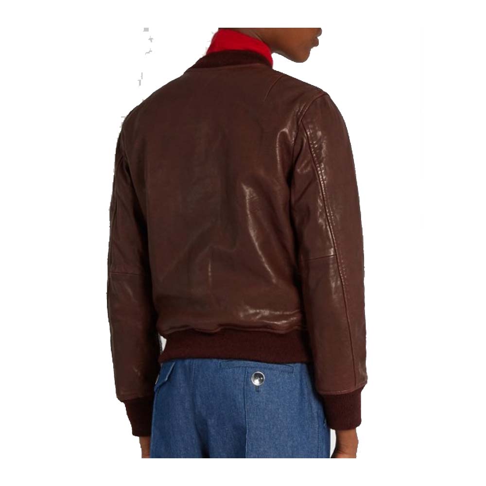 Brown Leather Bomber Jacket For Women