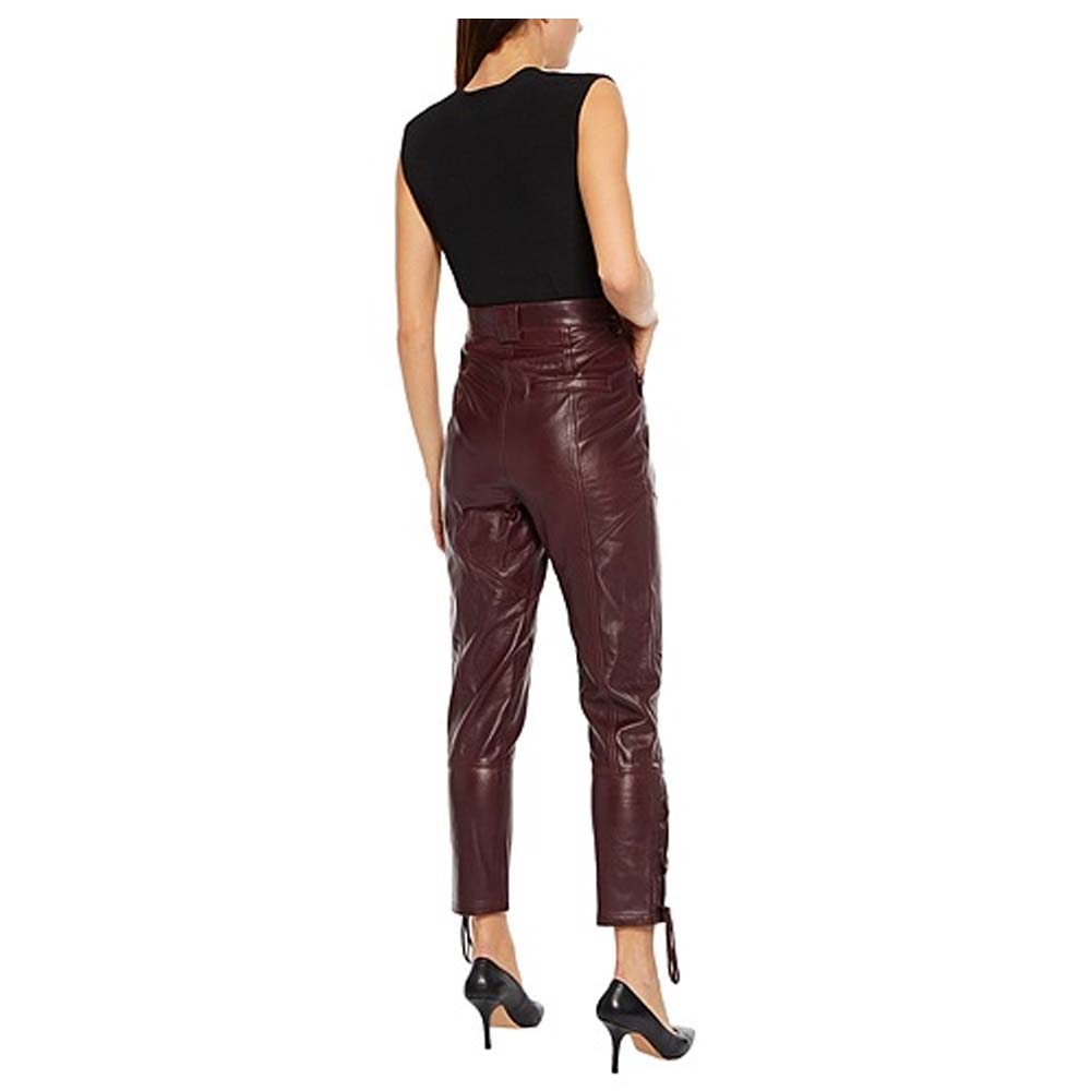 Burgundy Real Leather Jacket For Women