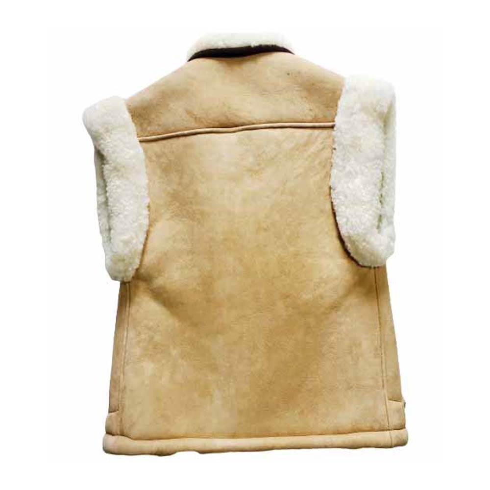Light Brown Shearling Leather Vest For Women