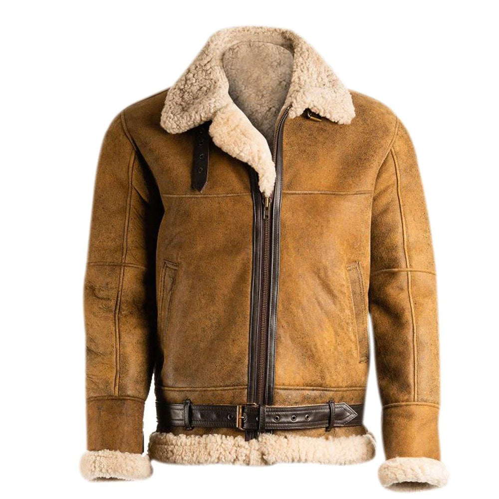 Top Quality Men Brown B3 Shearling Leather Jacket