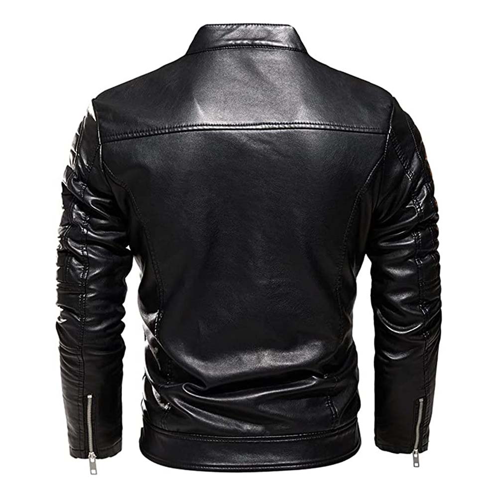 Mens Black Fashion Zipper Leather Jacket
