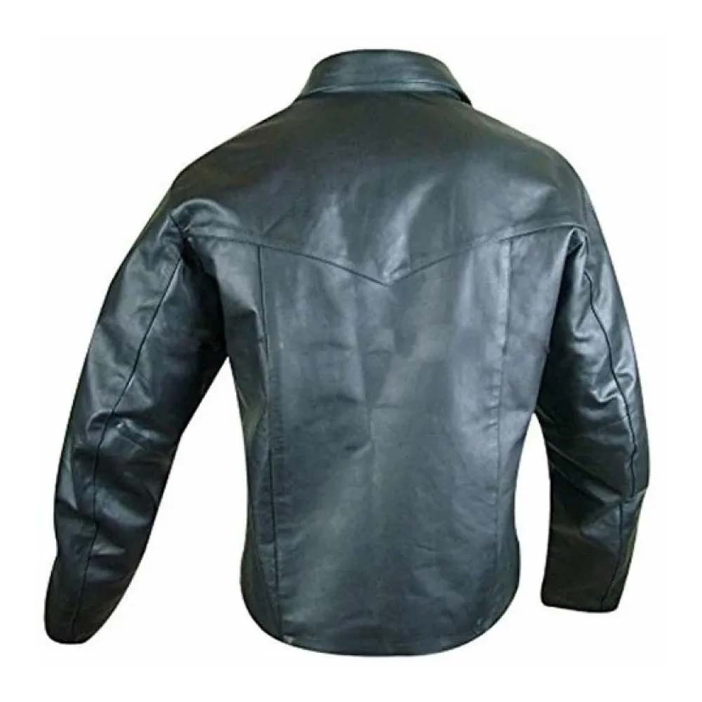 Mens Black Lace-Up Front Real Leather Shirt