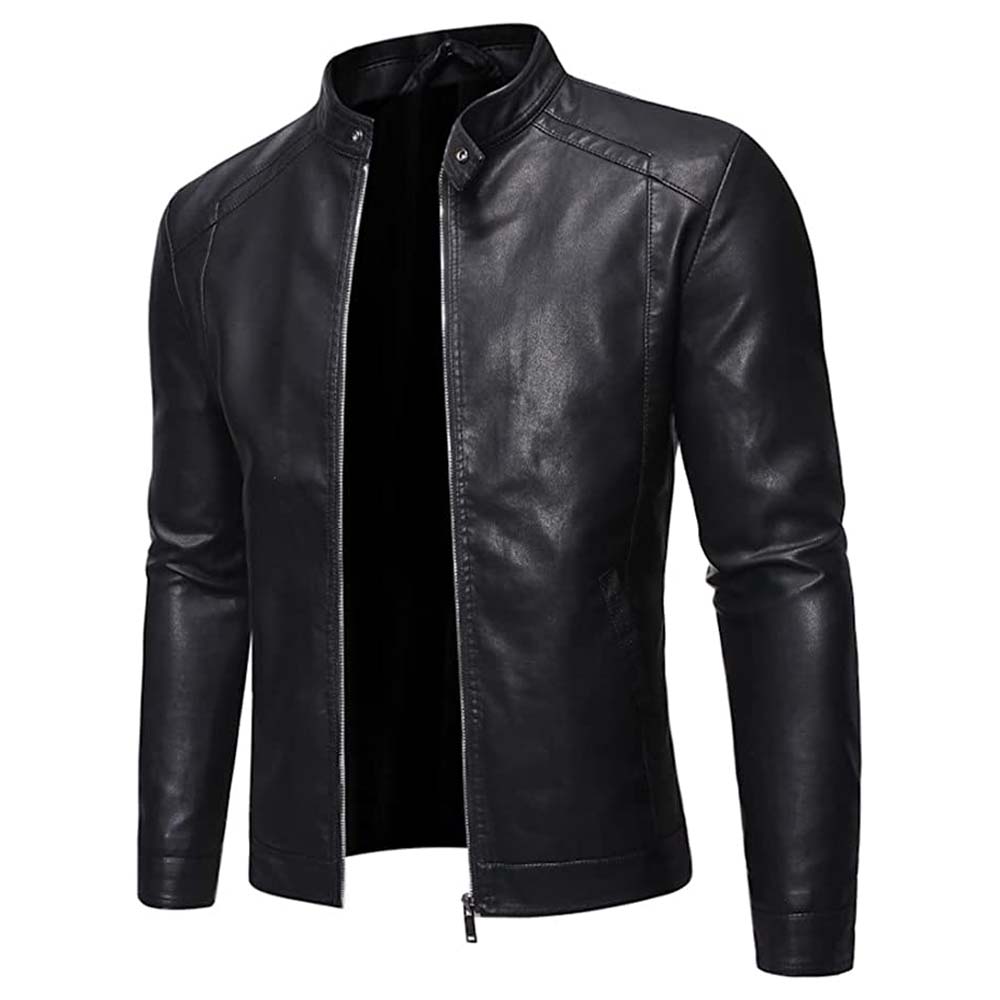Mens Black Motorcycle Leather Jacket