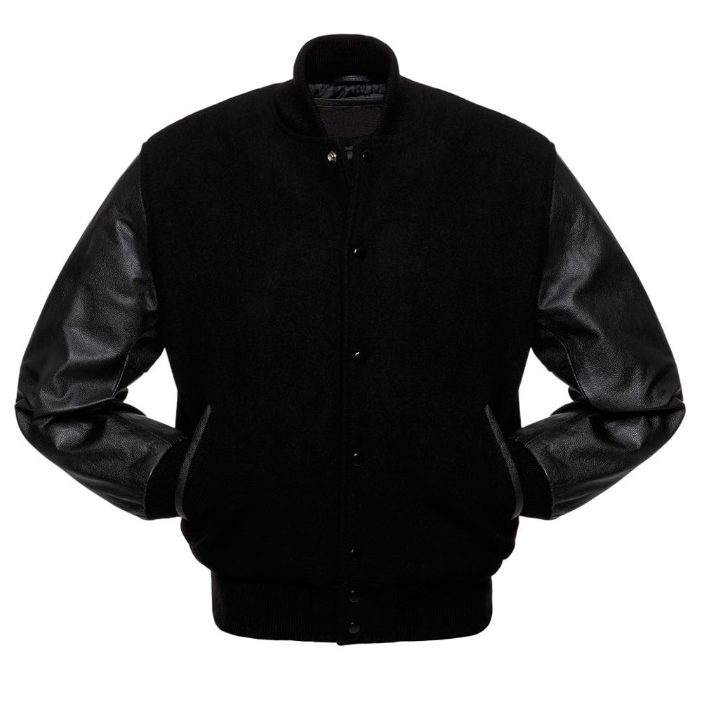 Mens Black Varsity Leather Jacket