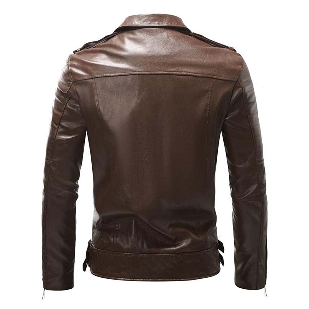 Mens Brown Genuine Leather Sports Jacket