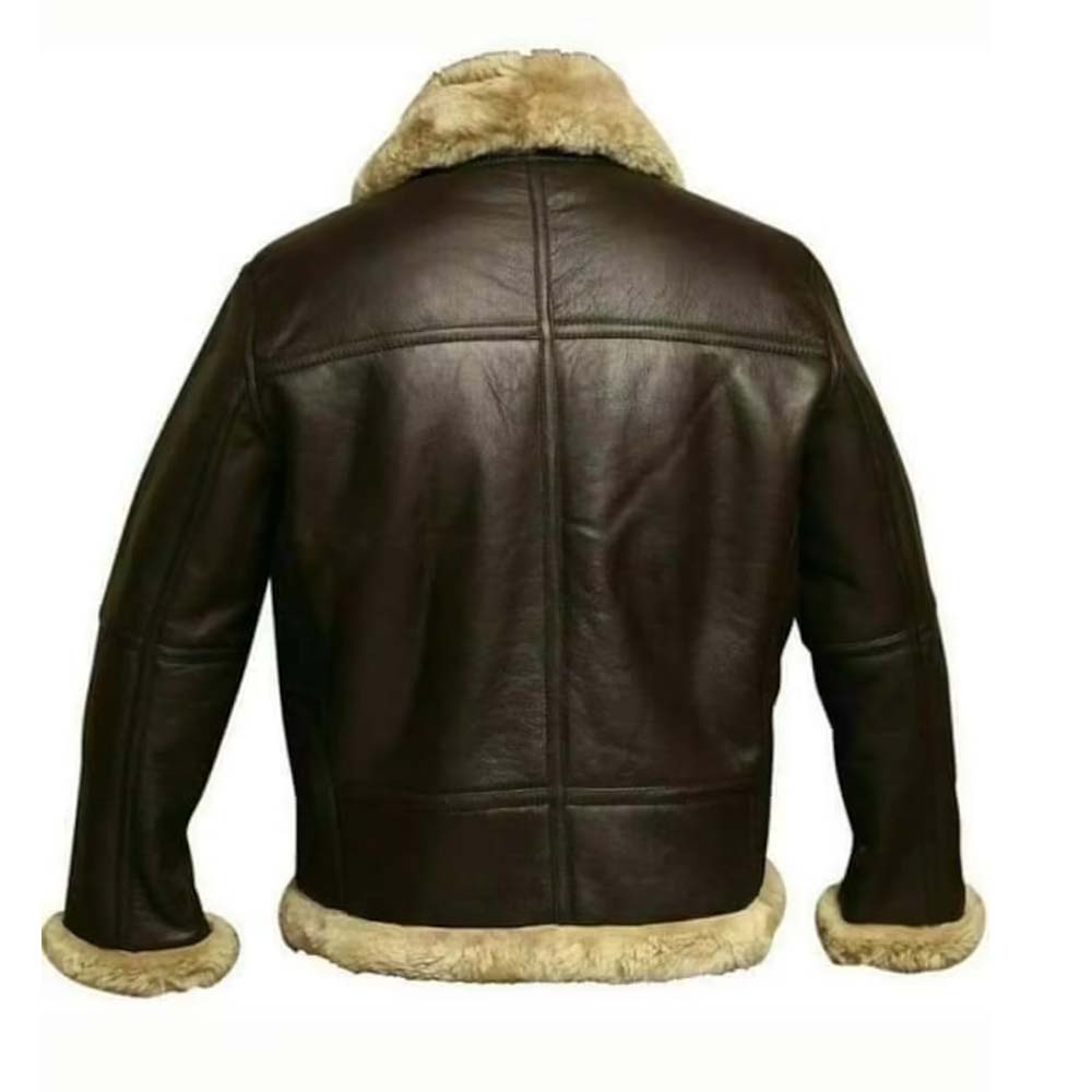 Mens Brown Real Shearling Leather Jacket