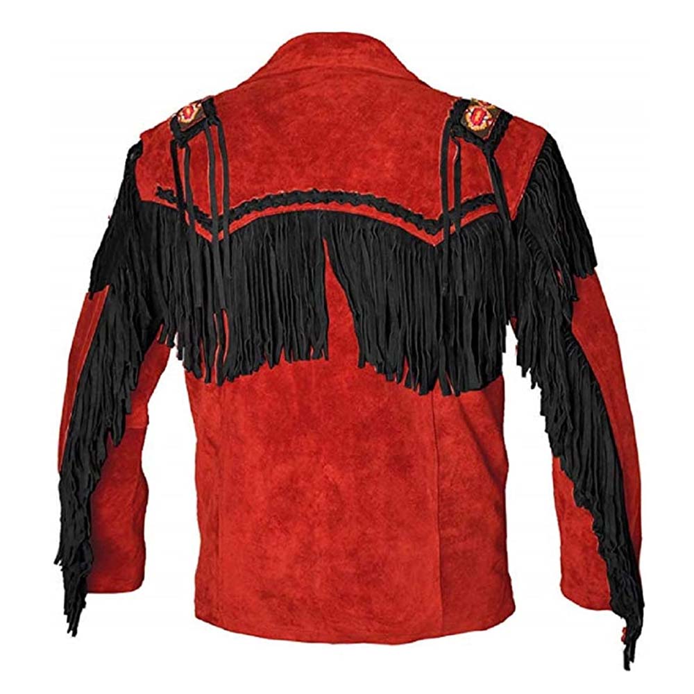 Mens Seude Colour Red and Black Western Leather Jackets