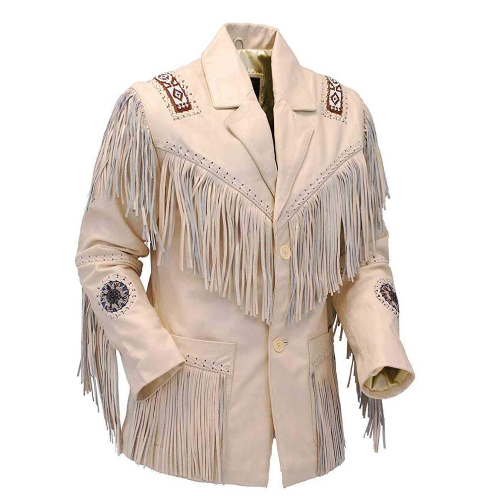 Mens Seude Cream Colour Western Leather Jacket