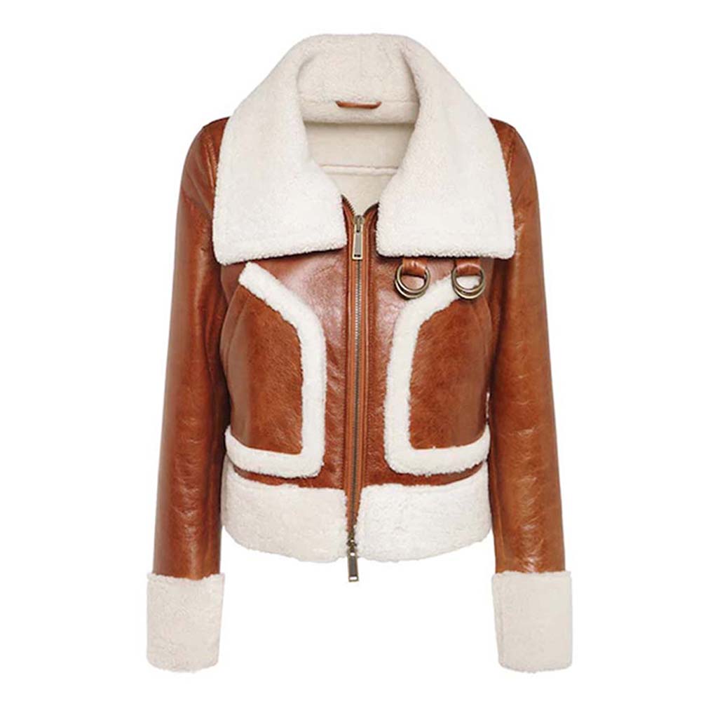 Women B3 Shearling Brown Leather Jacket