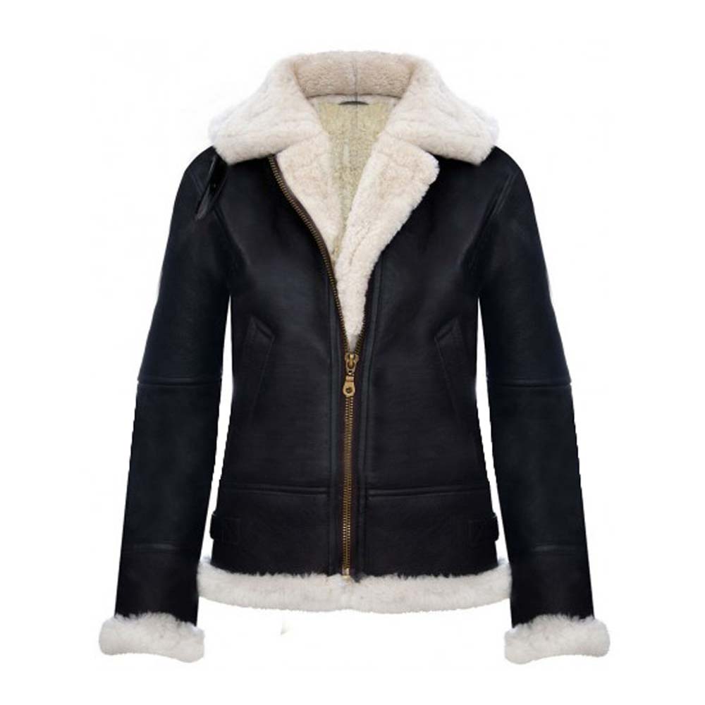 Women Real Aviator B3 Black Leather Jacket