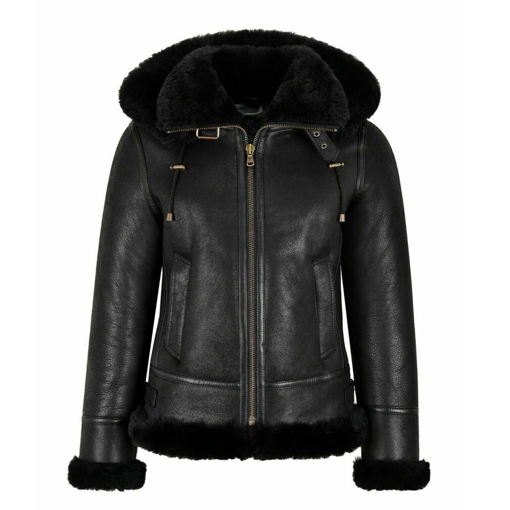 Women's B3 Bomber Hooded Classic Shearling Jacket