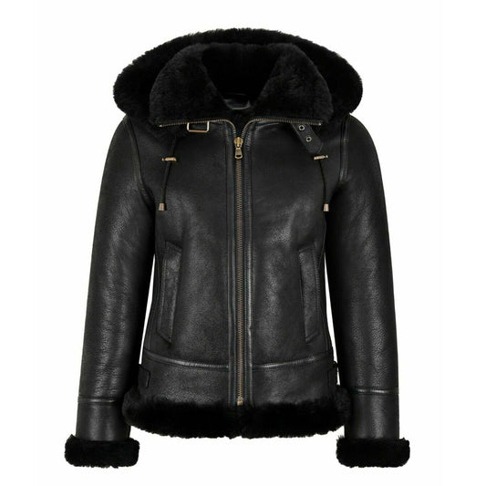 Women's B3 Bomber Hooded Classic Shearling Jacket
