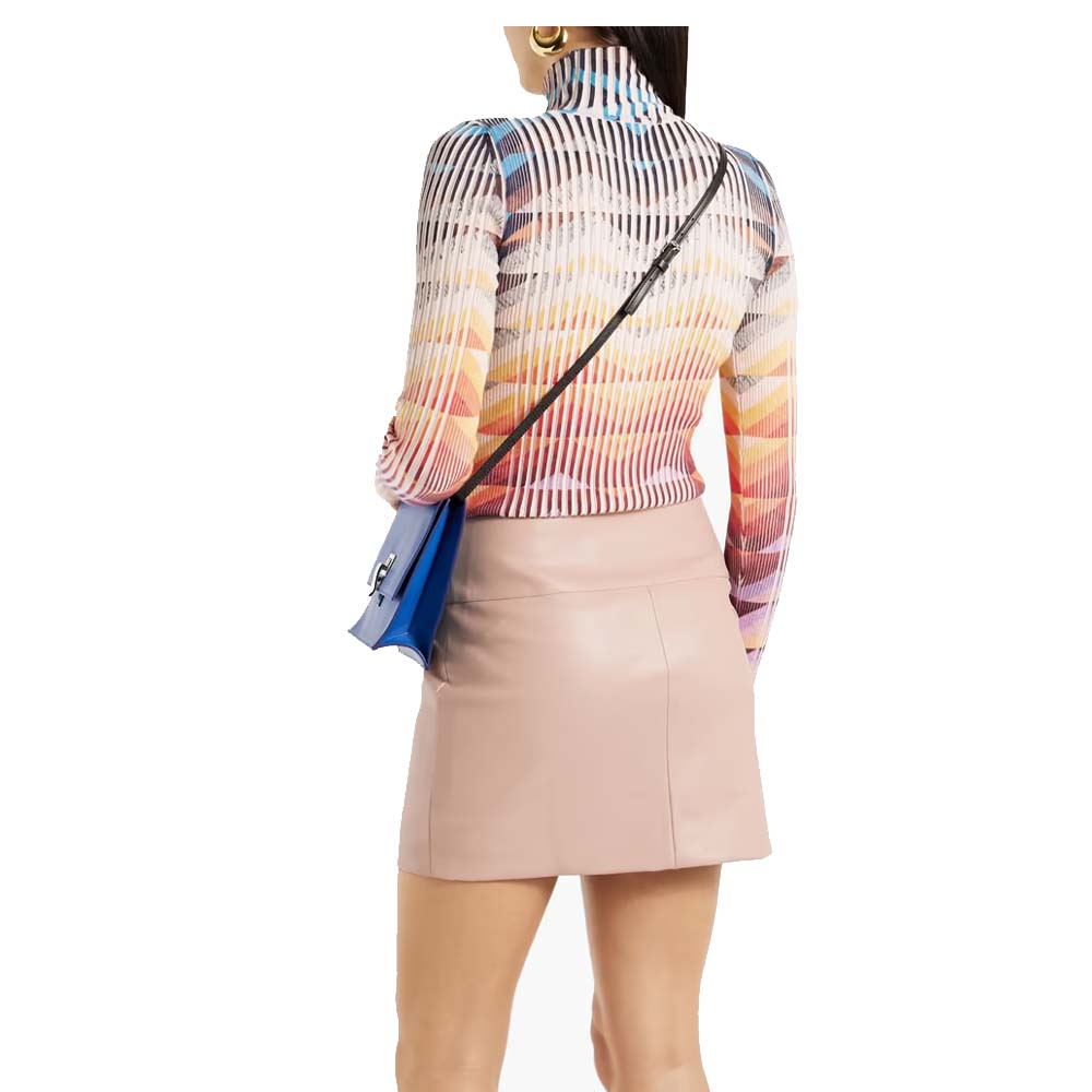 Womens Blush Colour Leather Skirt