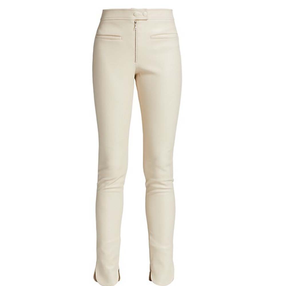 Womens Cream Leather Pent