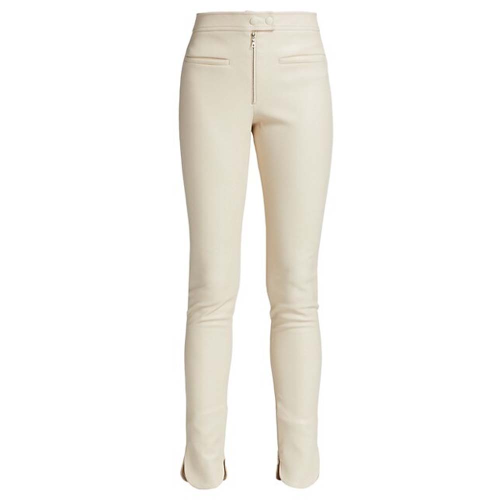 Womens Cream Leather Pent