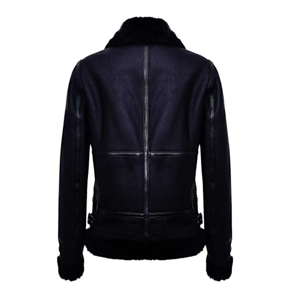 Womens Genuine Black Aviator Leather Jacket