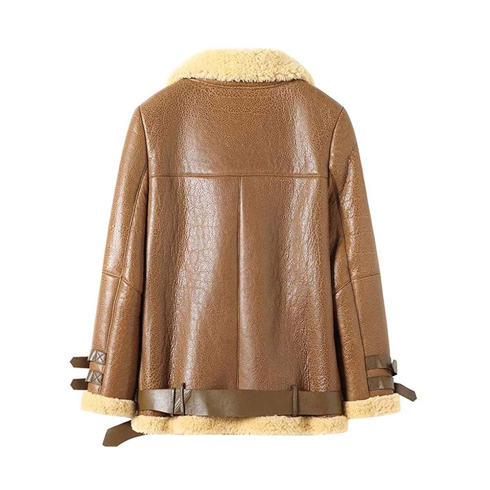 Womens Light Brown Real Shearling Leather Jacket