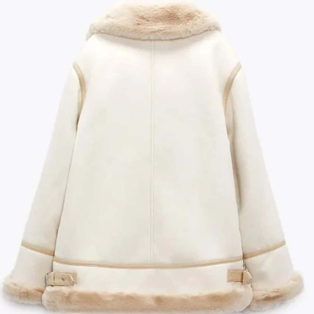 Womens Long Length Shearling Leather Coat