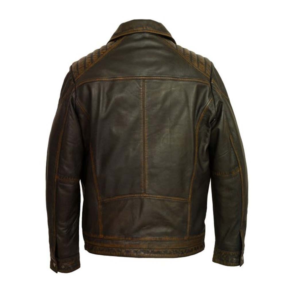 Vintage Brown Mens Real Leather Trucker Jacket
